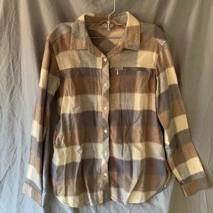 Columbia Anytime Neutral Checkered Flannel Shirt for Women Medium